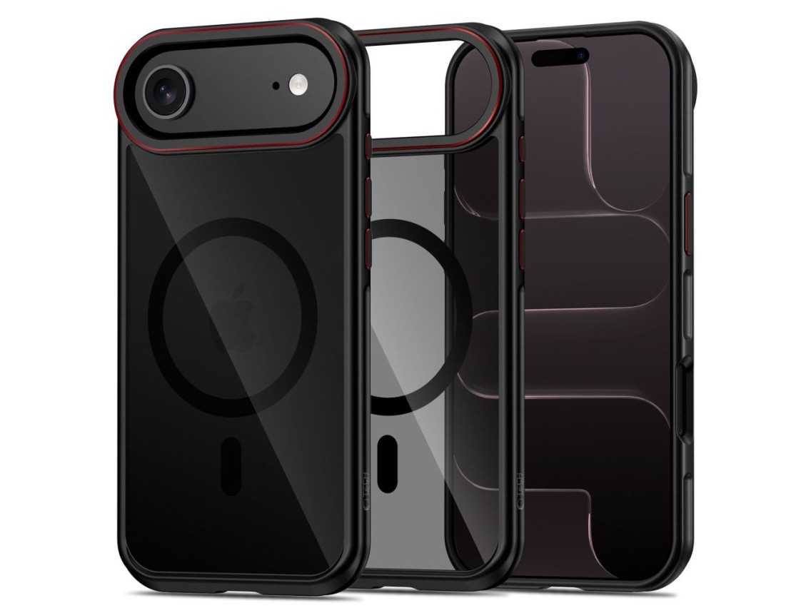 Funda Tech-Protect MagHybrid MagSafe para iPhone Air - Negra y roja