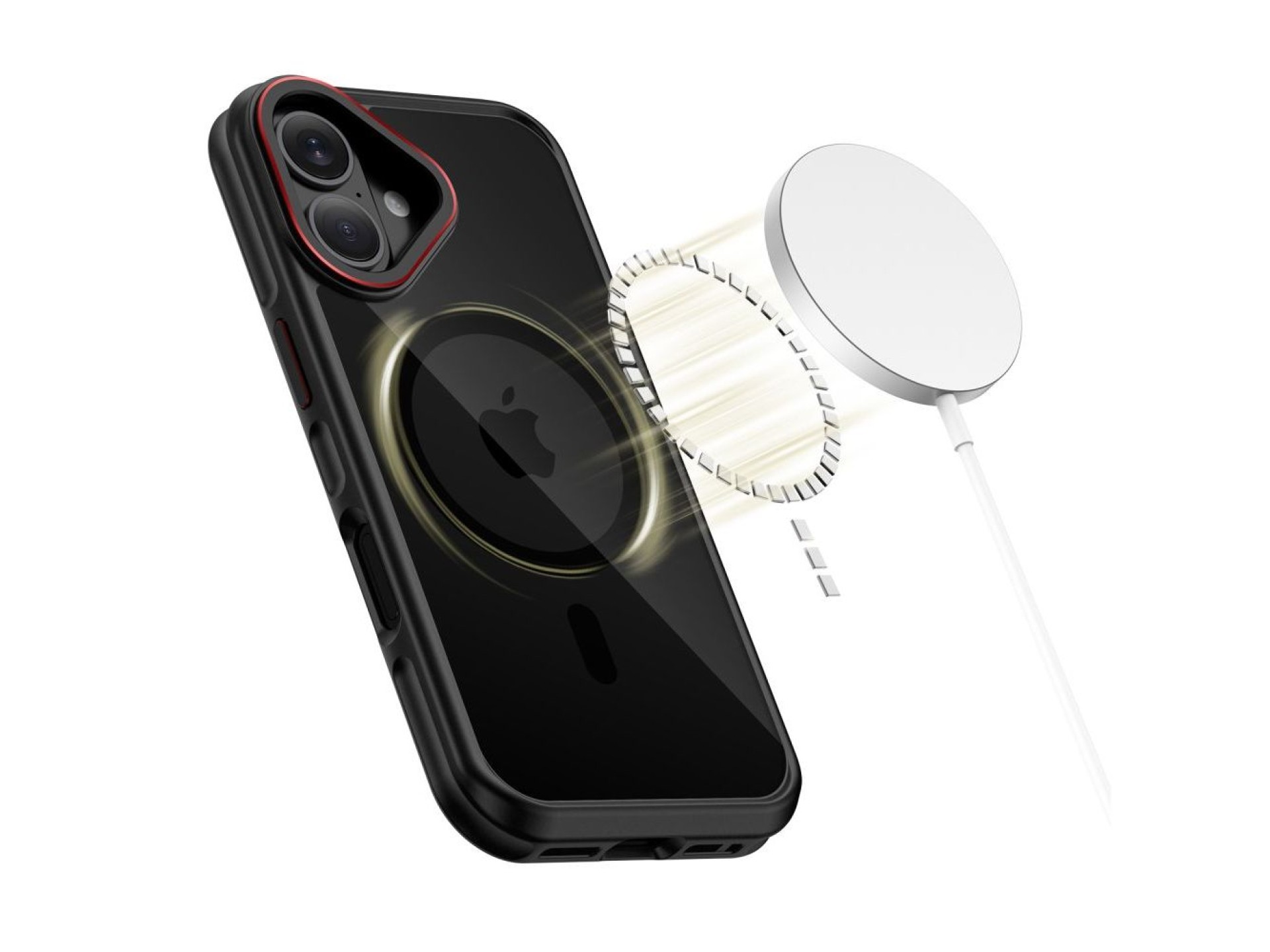 Funda Tech-Protect MagHybrid MagSafe para iPhone 17 - Negro y rojo