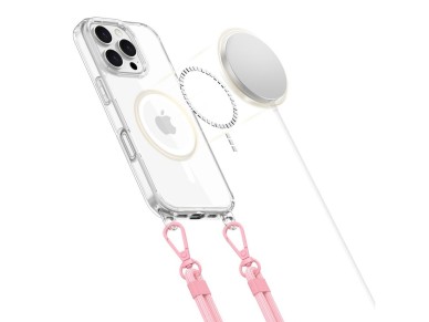 Capa Tech-Protect Flexair Chain MagSafe para iPhone 16 Pro - Transparente + 2 Cordões (Rosa e Cinza) Capa Tech-Protect Flexair Chain MagSafe para iPhone 16 Pro - Transparente + 2 Cordões (Rosa e Cinza)