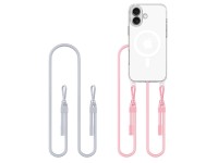 Tech-Protect Flexair Chain MagSafe Case for iPhone 16 - Clear + 2 Lanyards (Pink and Gray)