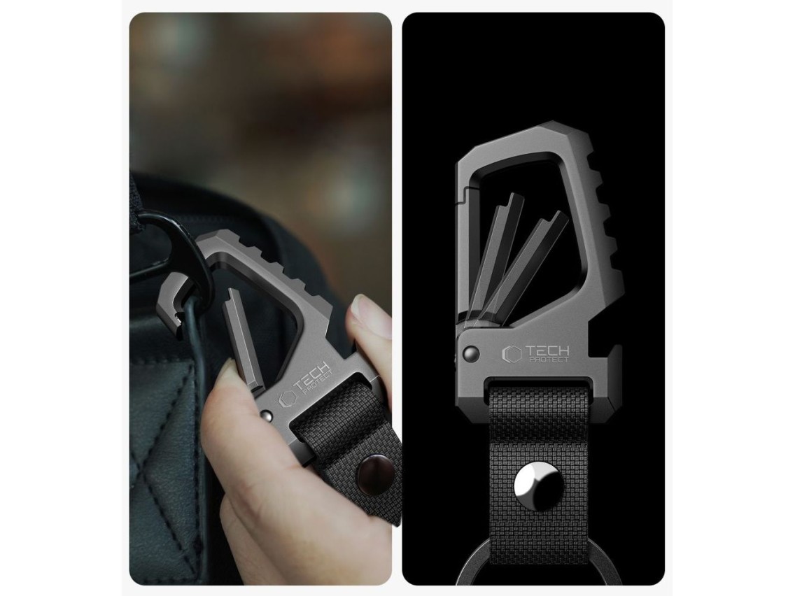 Tech-Protect Slidelock Keychain - Black and Gray