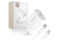 Cargador de pared Tech-Protect NC20W con cable USB-C/Lightning de 100 cm - Blanco