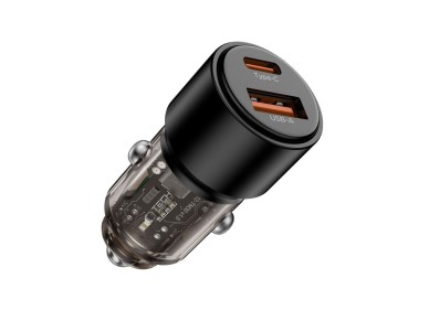Carregador veicular Tech-Protect CC03 de 95 W com 2 portas USB-A/USB-C - Preto
