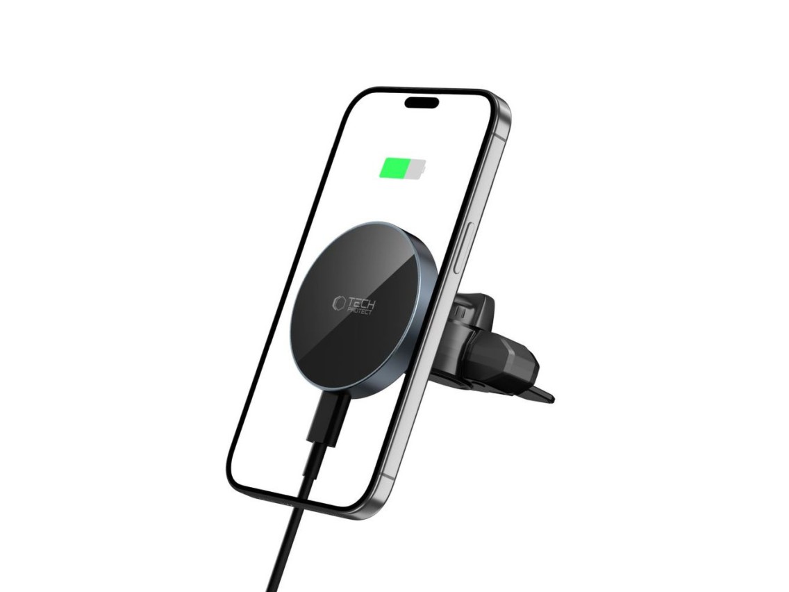 Suporte magnético MagSafe Tech-Protect mm15W-V5 para carro, para saída de ar/entrada de CD - Preto