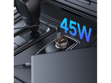 Cargador de coche Tech-Protect CC01 de 45 W con 2 puertos USB-A/USB-C - Negro