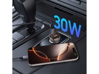 Cargador de coche Tech-Protect CC01 de 30 W con 2 puertos USB-A/USB-C - Negro