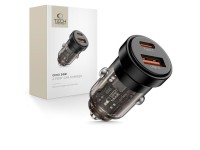 Carregador veicular Tech-Protect CC03 de 30 W com 2 portas USB-A/USB-C - Preto