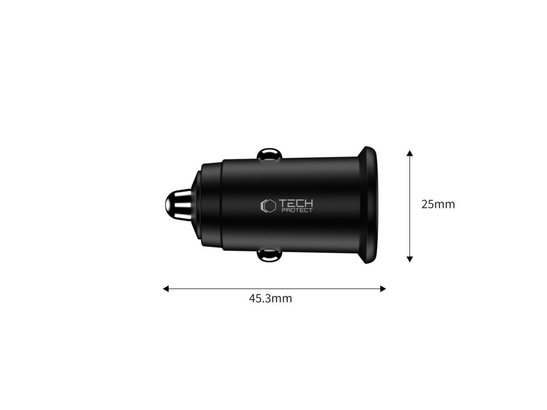 Cargador de coche Tech-Protect CC02 de 35 W con 2 puertos USB-C/USB-A - Negro
