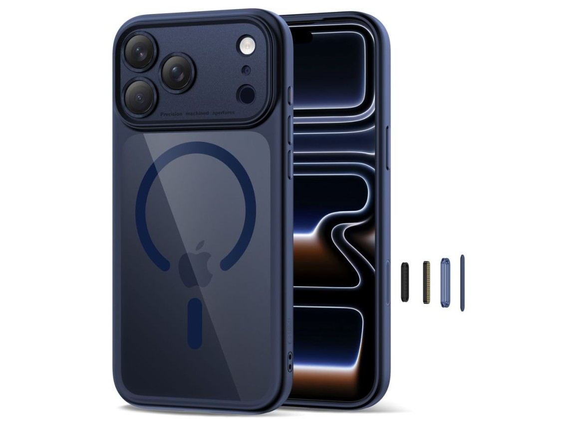 Funda Tech-Protect Magpeak MagSafe CC para iPhone 17 Pro Max - Azul marino transparente