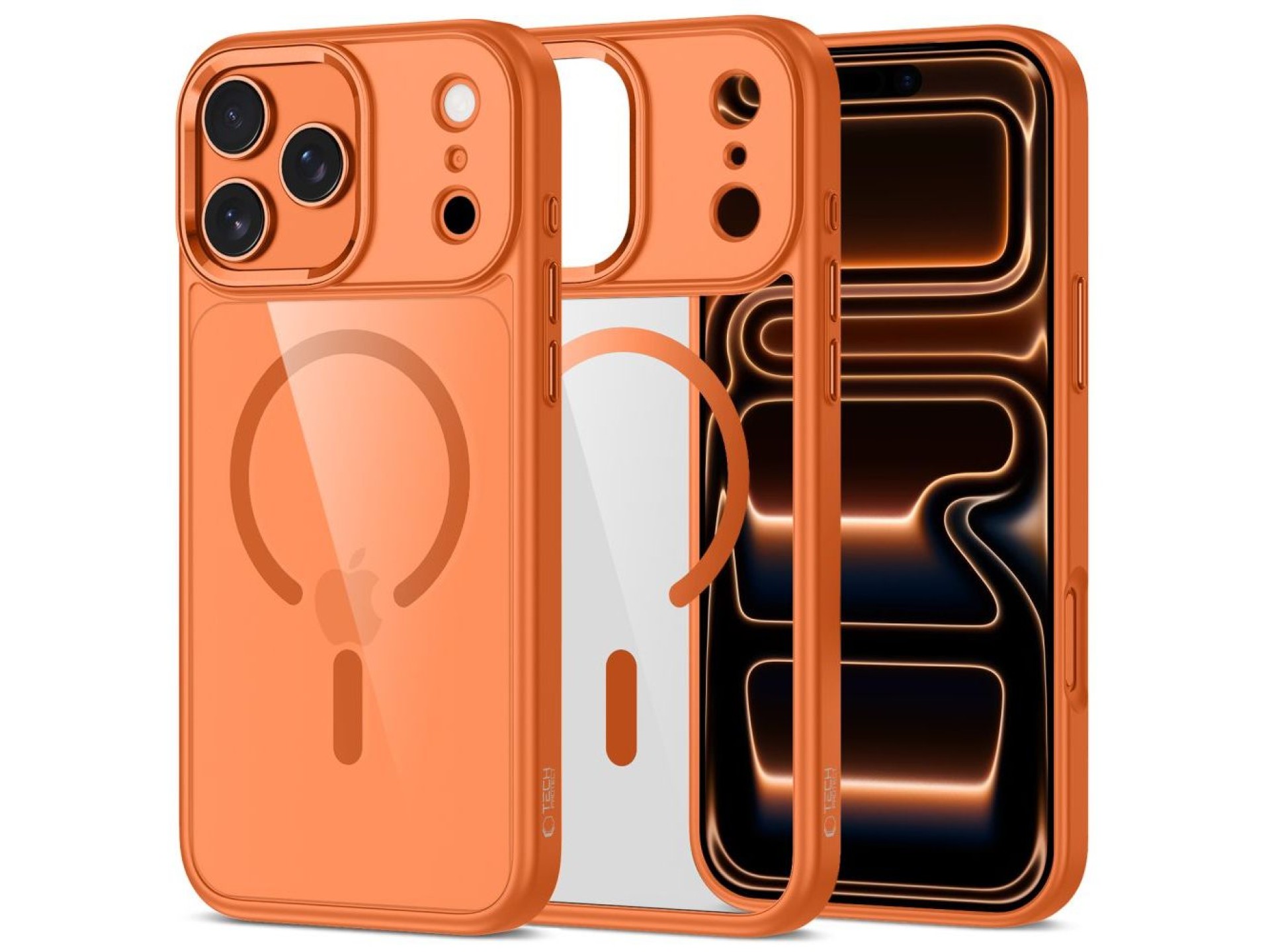 Capa Tech-Protect MagMat MagSafe para iPhone 17 Pro Max - Laranja Transparente