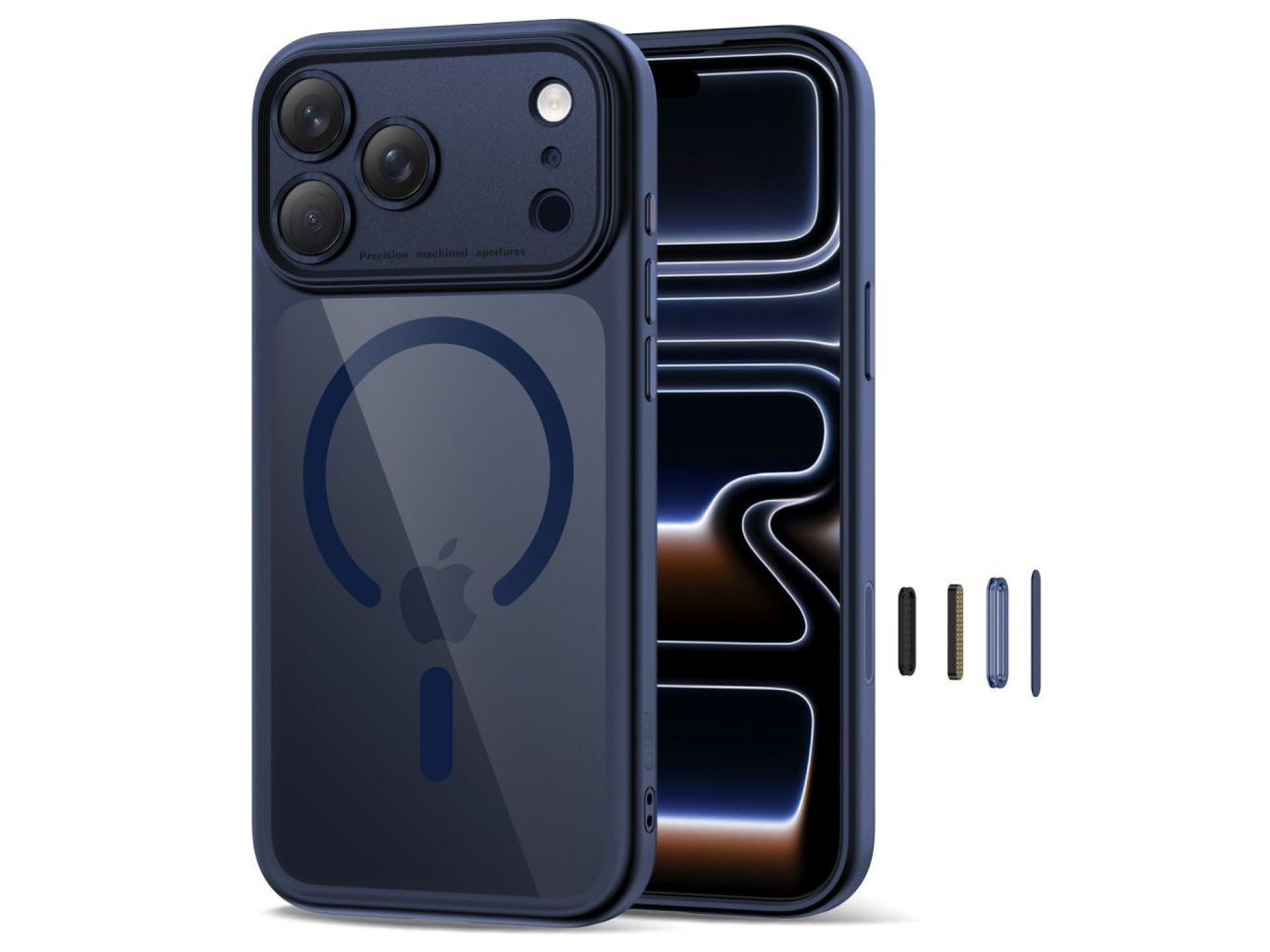 Funda Tech-Protect Magpeak MagSafe CC para iPhone 17 Pro Max - Azul marino transparente