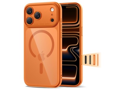 Tech-Protect Magpeak Magsafe CC Case for iPhone 17 Pro - Transparent Orange Tech-Protect Magpeak Magsafe CC Case for iPhone 17 Pro - Transparent Orange