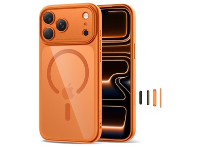Tech-Protect Magpeak Magsafe CC Case for iPhone 17 Pro - Transparent Orange Tech-Protect Magpeak Magsafe CC Case for iPhone 17 Pro - Transparent Orange