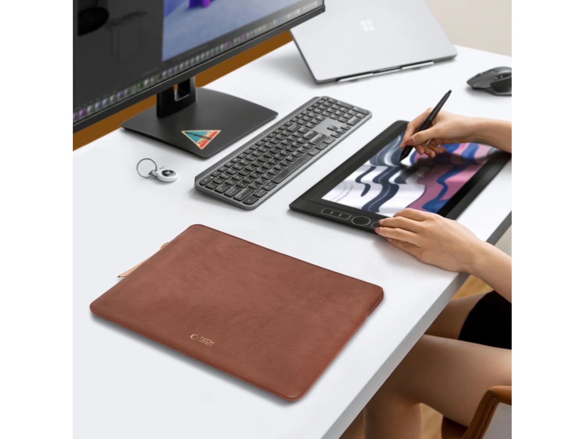 Bolsa para laptop Tech-Protect Fleece 15-16 - Marrom