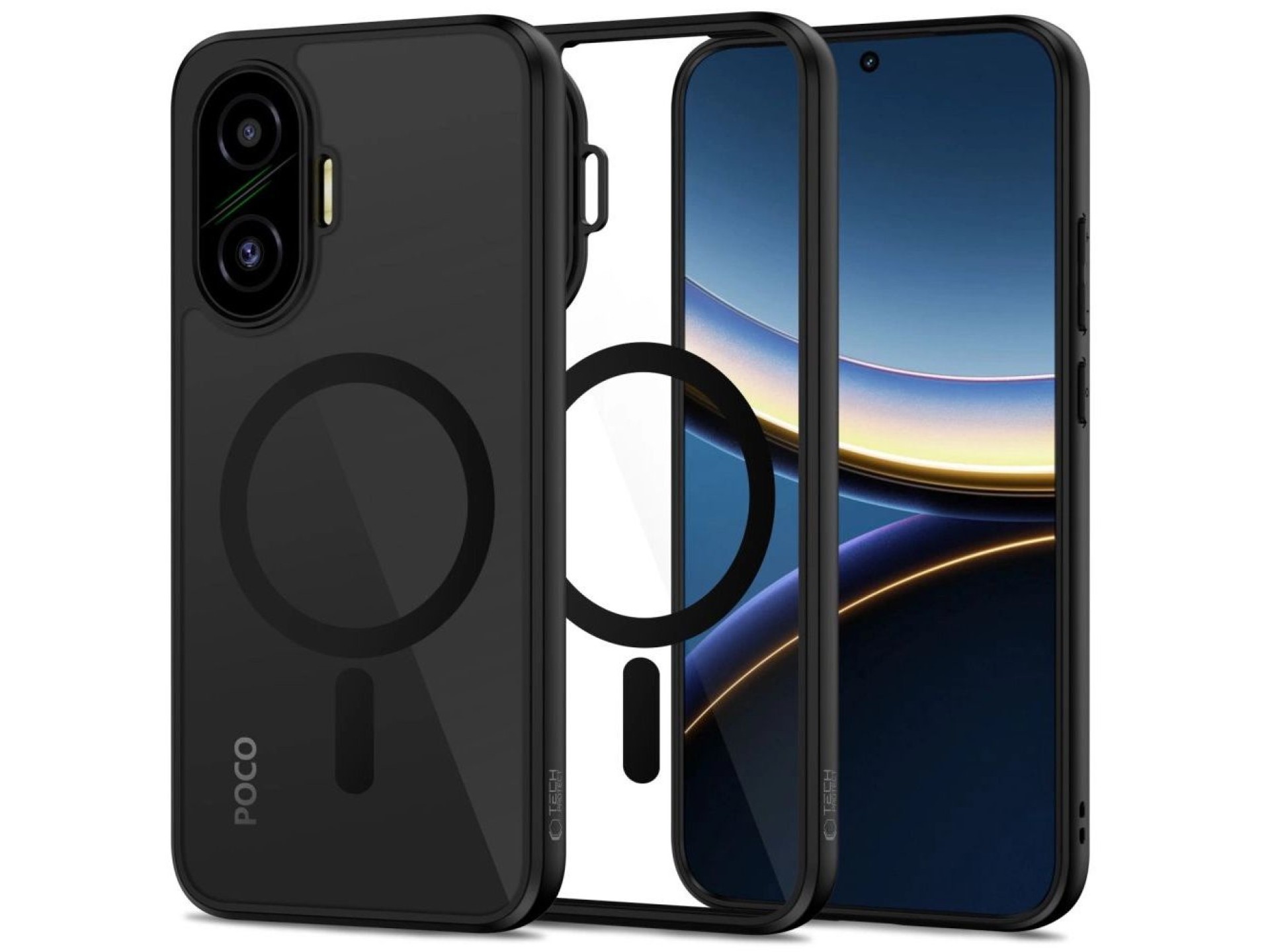 Funda Tech-Protect MagMat MagSafe para Xiaomi Poco F7 5G - Negra y transparente