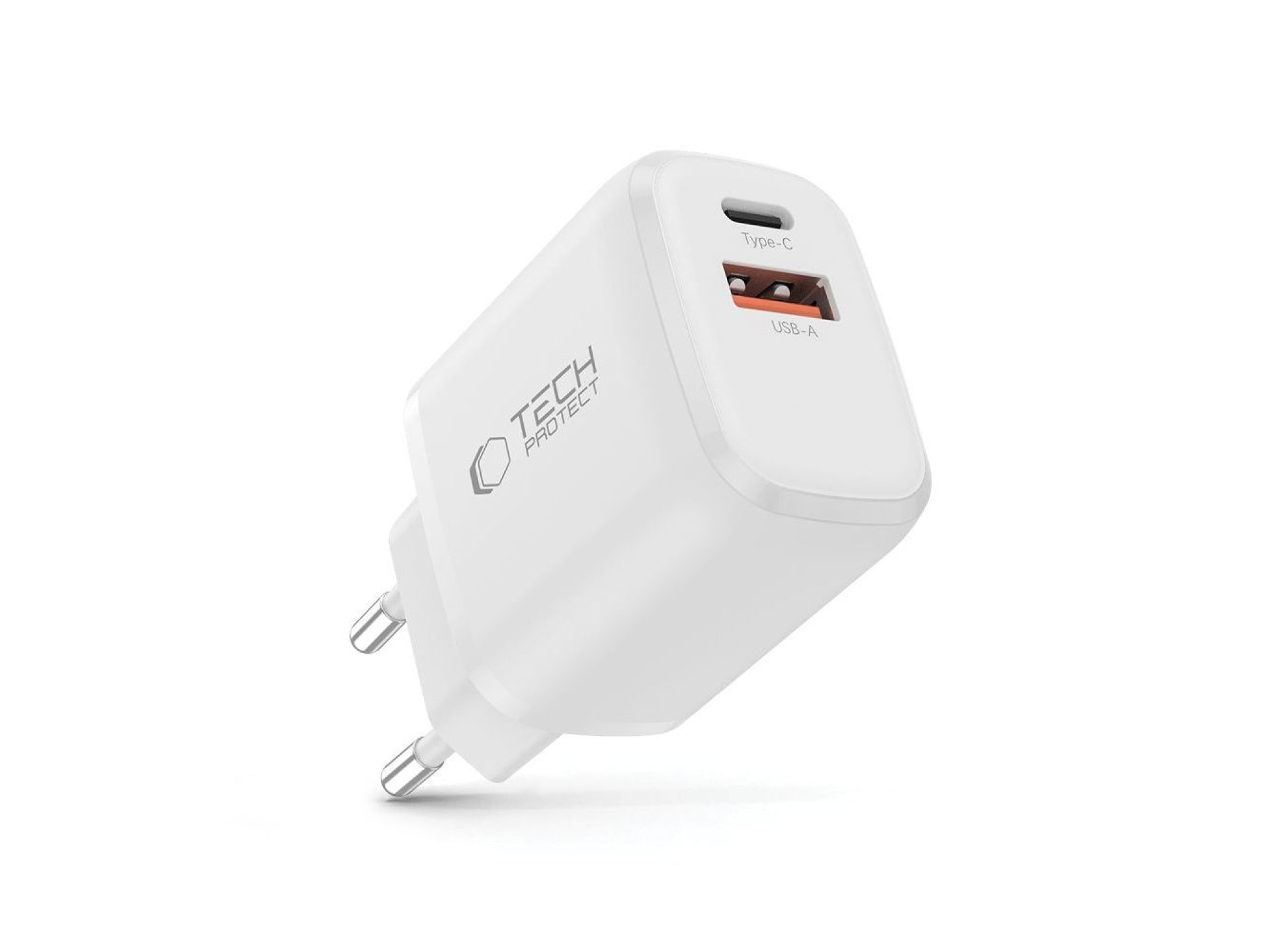 Carregador de parede Tech-Protect NCA20 PD 20W QC3.0 USB-A / USB-C - Branco