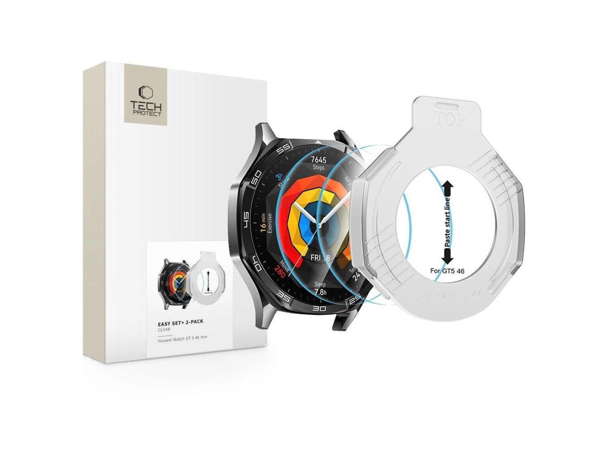 Tech-Protect Easy Set+ 2-pack tempered glass for Huawei Watch GT 5 46 mm - transparent