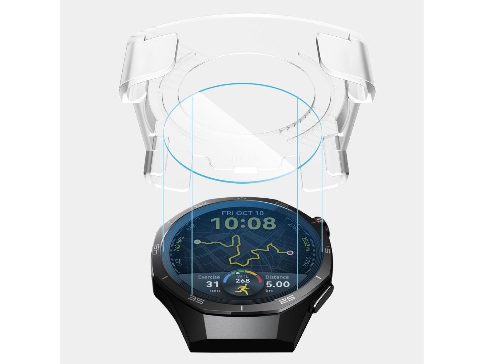 Protector de pantalla de vidrio templado Tech-Protect Easy Set+ (paquete de 2) para Huawei Watch GT