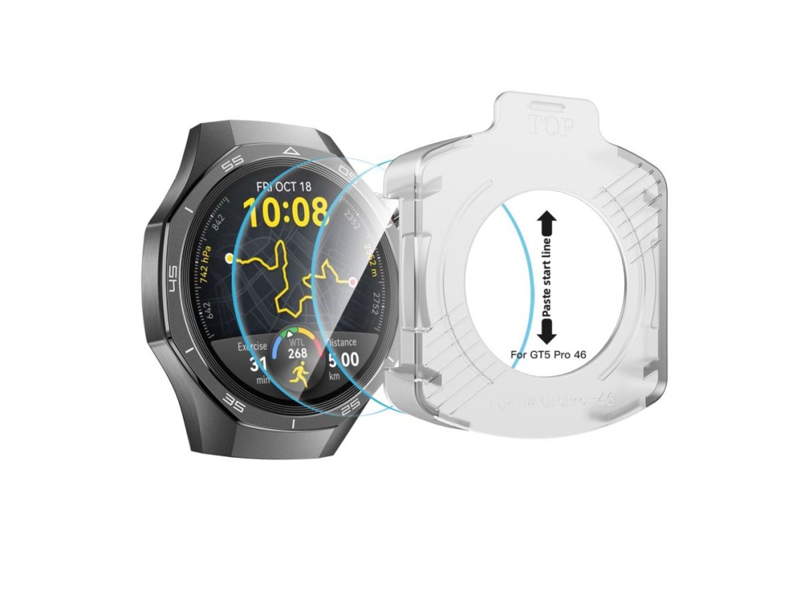 Protector de pantalla de vidrio templado Tech-Protect Easy Set+ (paquete de 2) para Huawei Watch GT