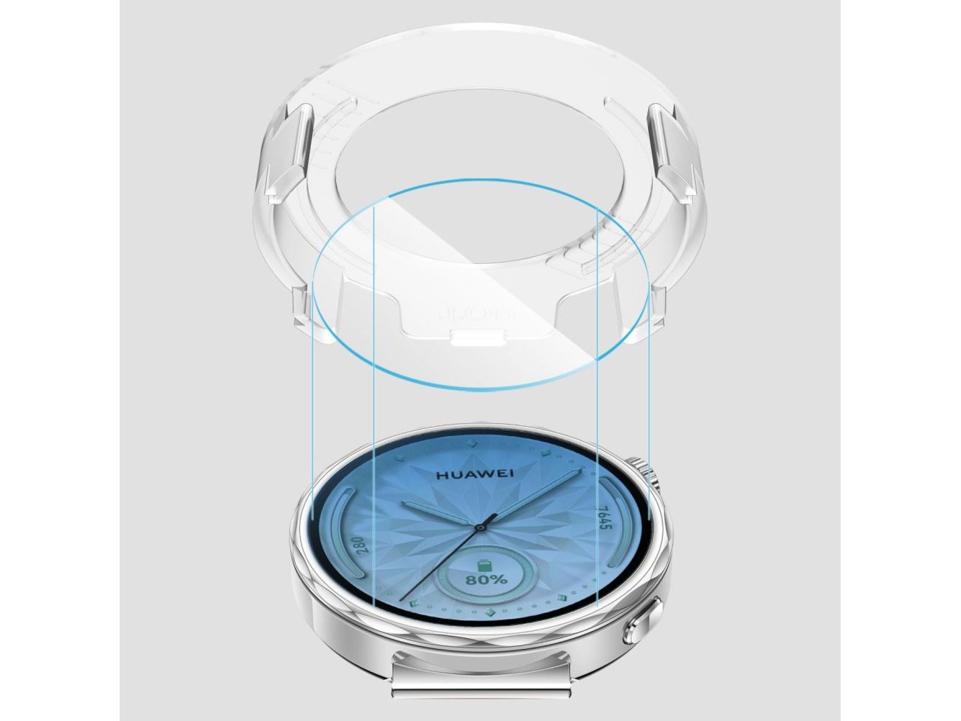 Kit com 2 películas de vidro temperado Tech-Protect Easy Set+ para Huawei Watch GT 5 41 mm - transpa