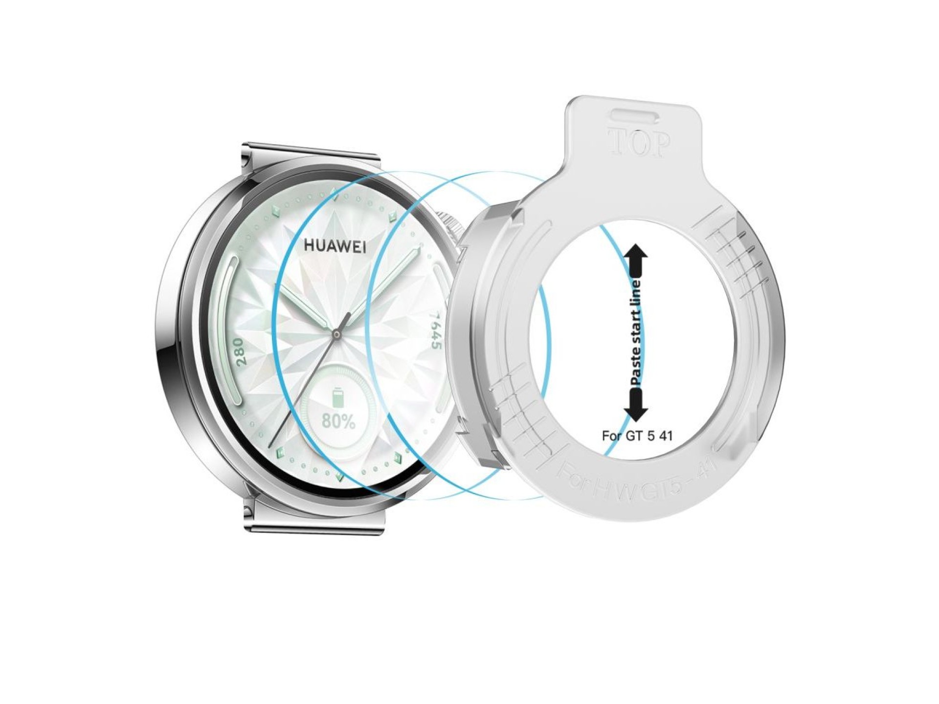 Kit com 2 películas de vidro temperado Tech-Protect Easy Set+ para Huawei Watch GT 5 41 mm - transpa