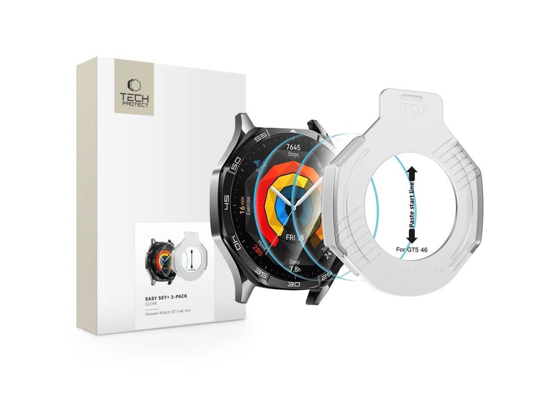 Tech-Protect Easy Set+ 2-pack tempered glass for Huawei Watch GT 5 46 mm - transparent