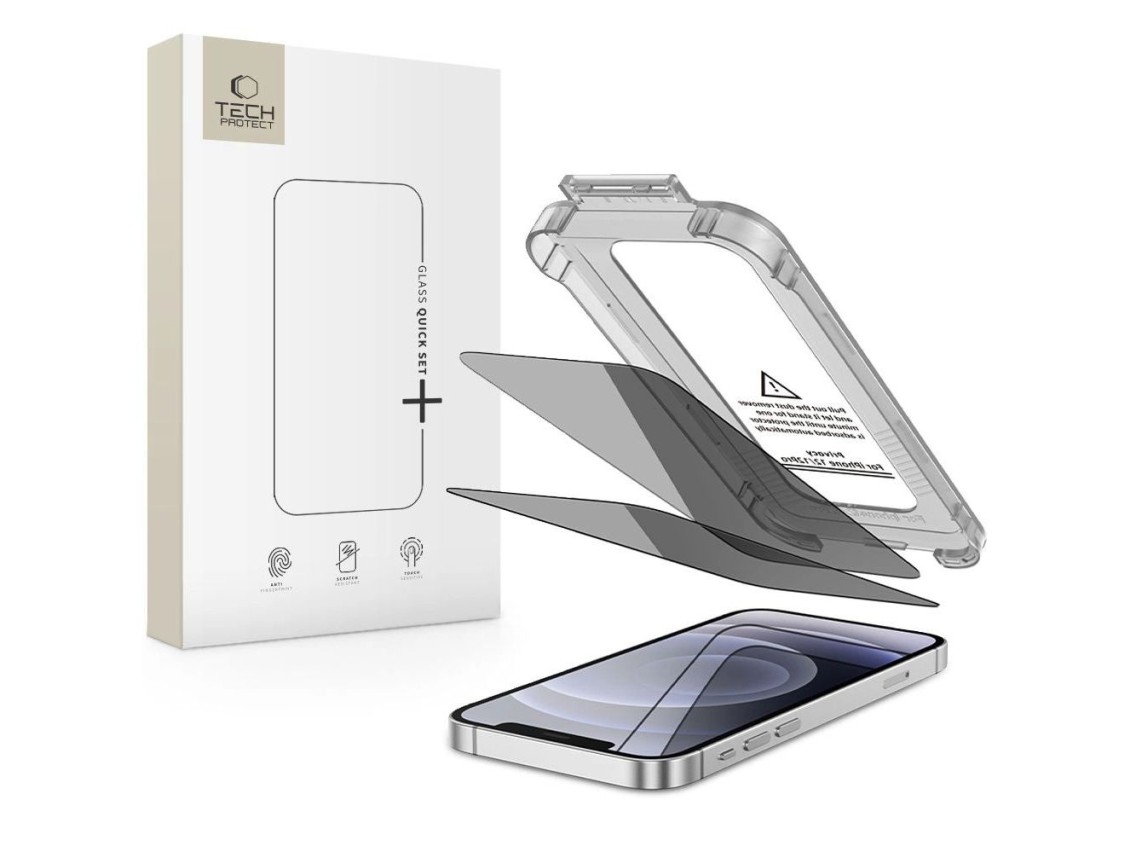 Tech-Protect Quick Set Spy+ Privacy Glass (pacote com 2) para iPhone 12 / 12 Pro