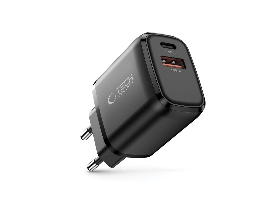 Carregador de parede Tech-Protect NCA30 PD 30W / QC3.0 USB-A / USB-C - preto