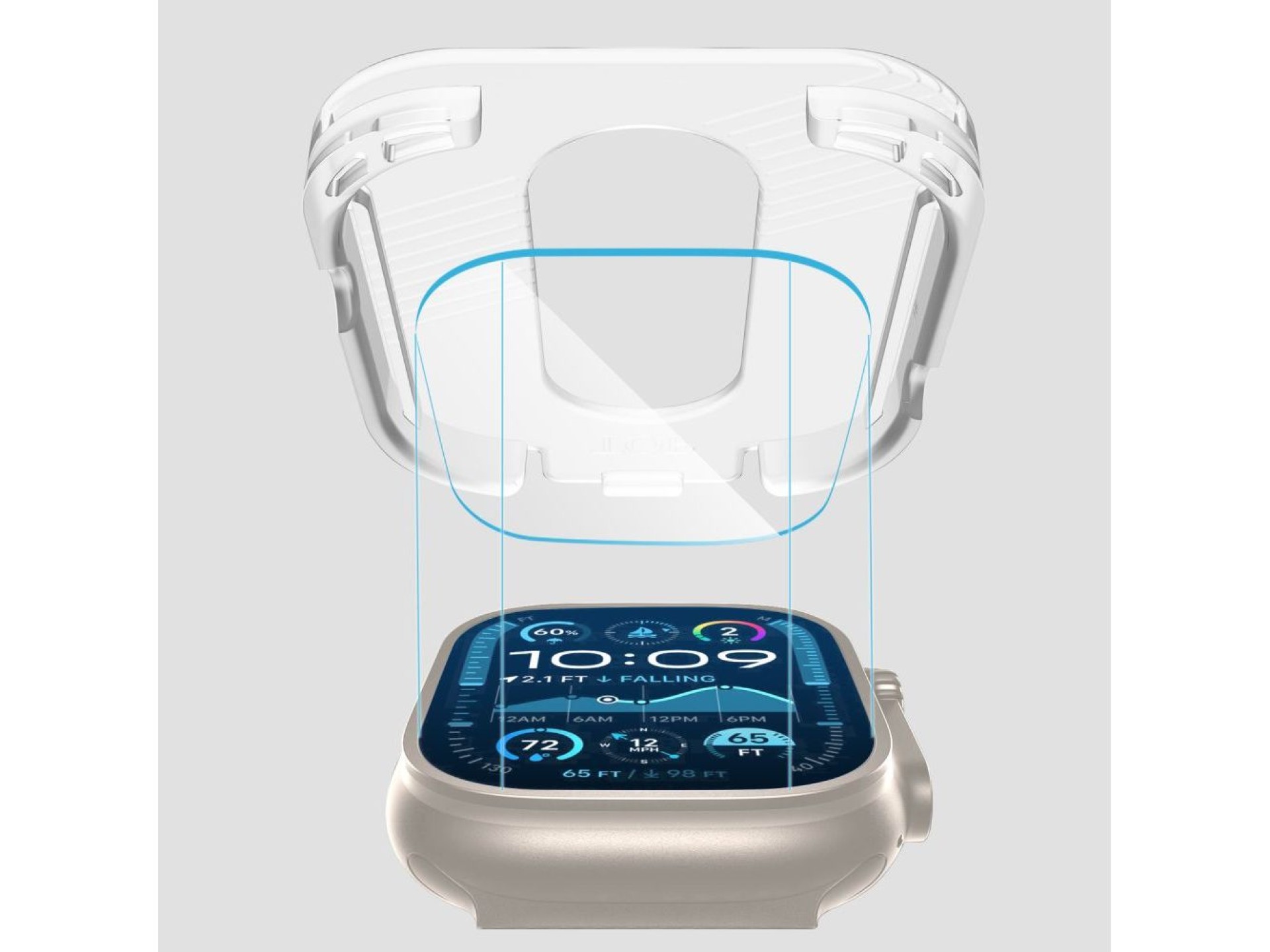 Protector de pantalla de vidrio templado Tech-Protect Easy Set+ (paquete de 2) para Apple Watch Ultr