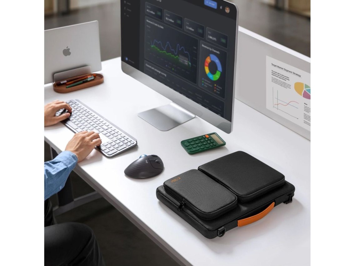 Bolsa Tech-Protect Defender para laptop de 15 a 16 polegadas - Preta e laranja