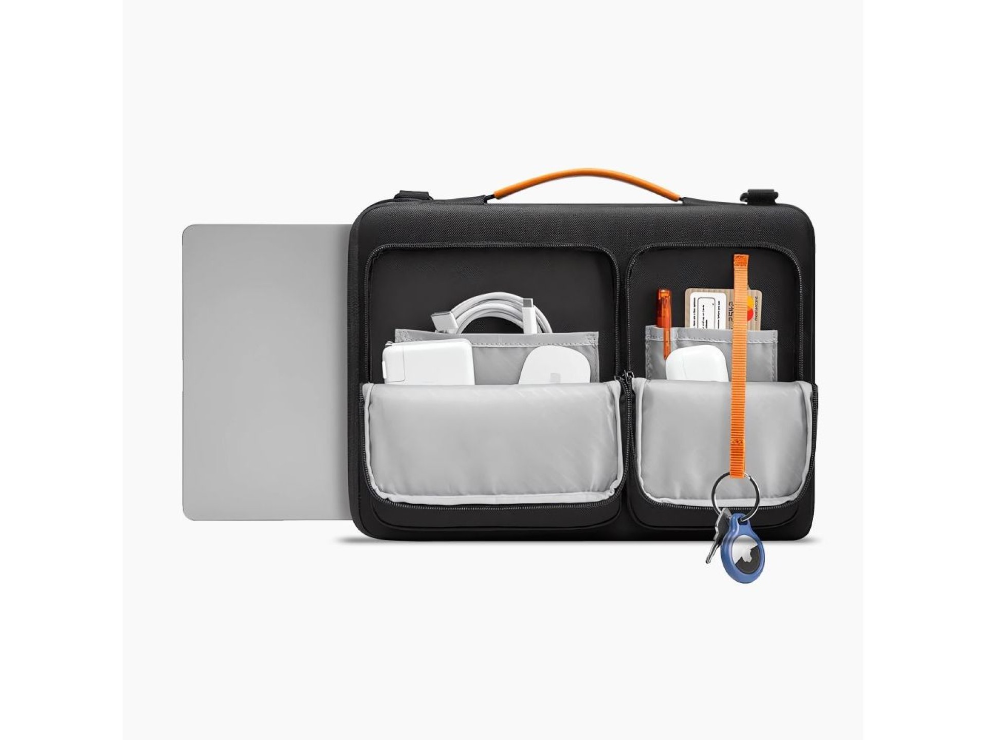 Bolsa Tech-Protect Defender para laptop de 13 a 14 polegadas - preta e laranja