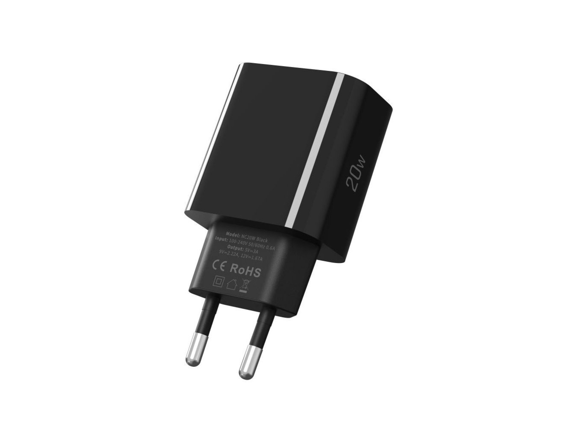 Cargador de pared Tech-Protect NC20W USB-C de 1 puerto PD20W - Negro