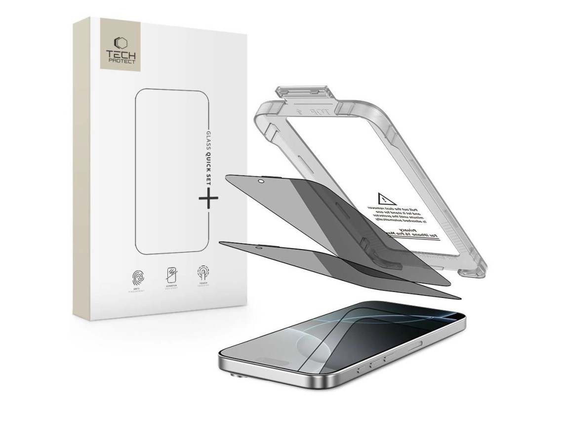 Tech-Protect Quick Set Spy+ Privacy Glass 2-pack for iPhone 16 Pro