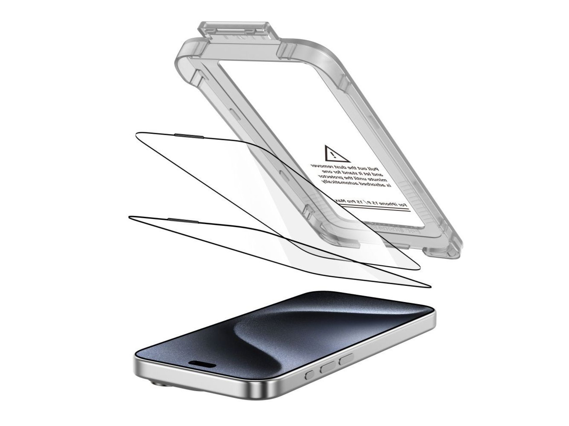 Tech-Protect Quick Set+ - Kit com 2 películas de vidro temperado para iPhone 15 Pro - preto