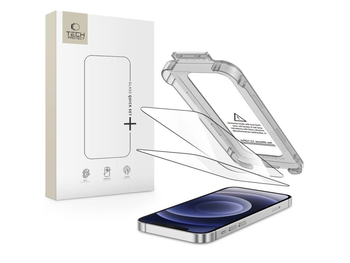 Tech-Protect Quick Set+ 2-pack tempered glass for iPhone 12 / 12 Pro - black