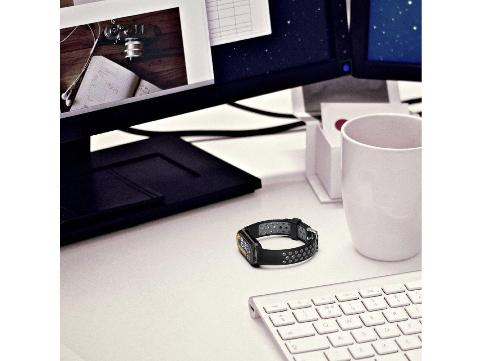 Pulseira Tech-Protect IconBand Air para Xiaomi Smart Band 8/9/10/NFC - Preta e Vermelha