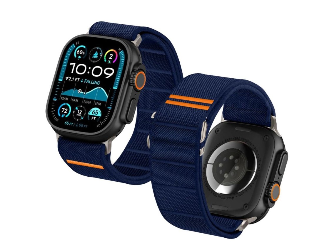 Tech-Protect Nylon Slip Strap for Apple Watch 44 / 45 / 46 / 49 mm - Navy Blue