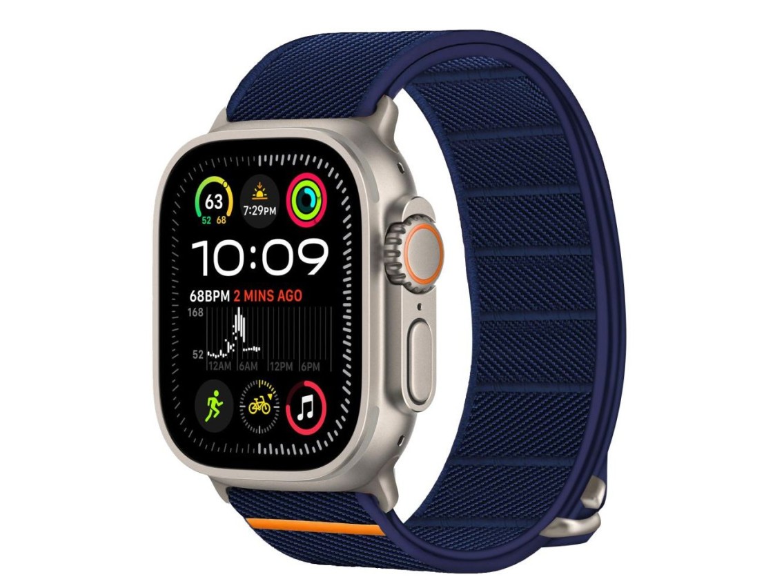 Tech-Protect Nylon Slip Strap for Apple Watch 44 / 45 / 46 / 49 mm - Navy Blue