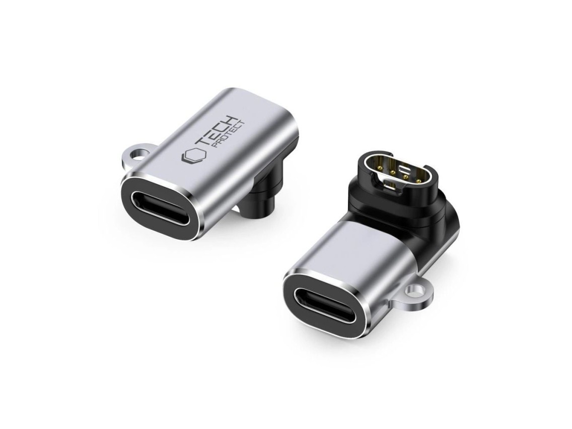 Adaptador angular USB-C Tech-Protect Ultraboost para relógios Garmin - Cinza