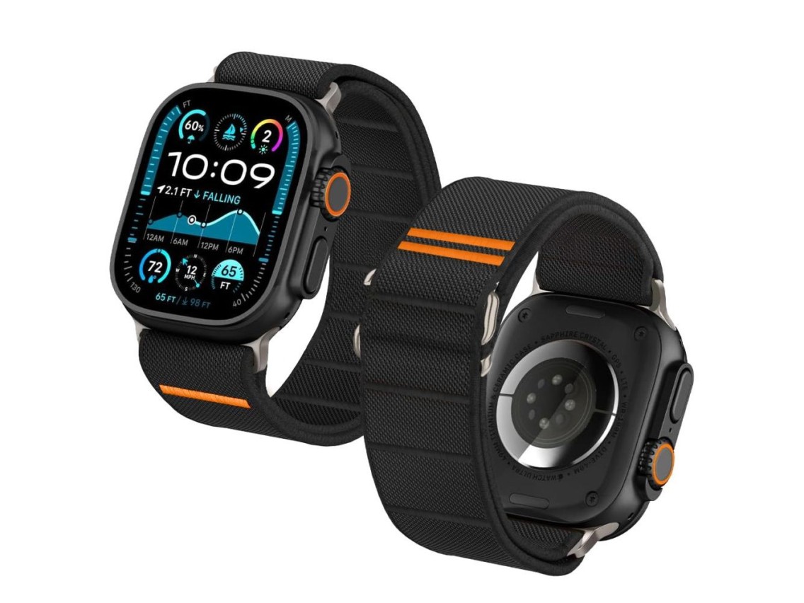 Pulseira de nylon Tech-Protect para Apple Watch 44/45/46/49 mm - Preta