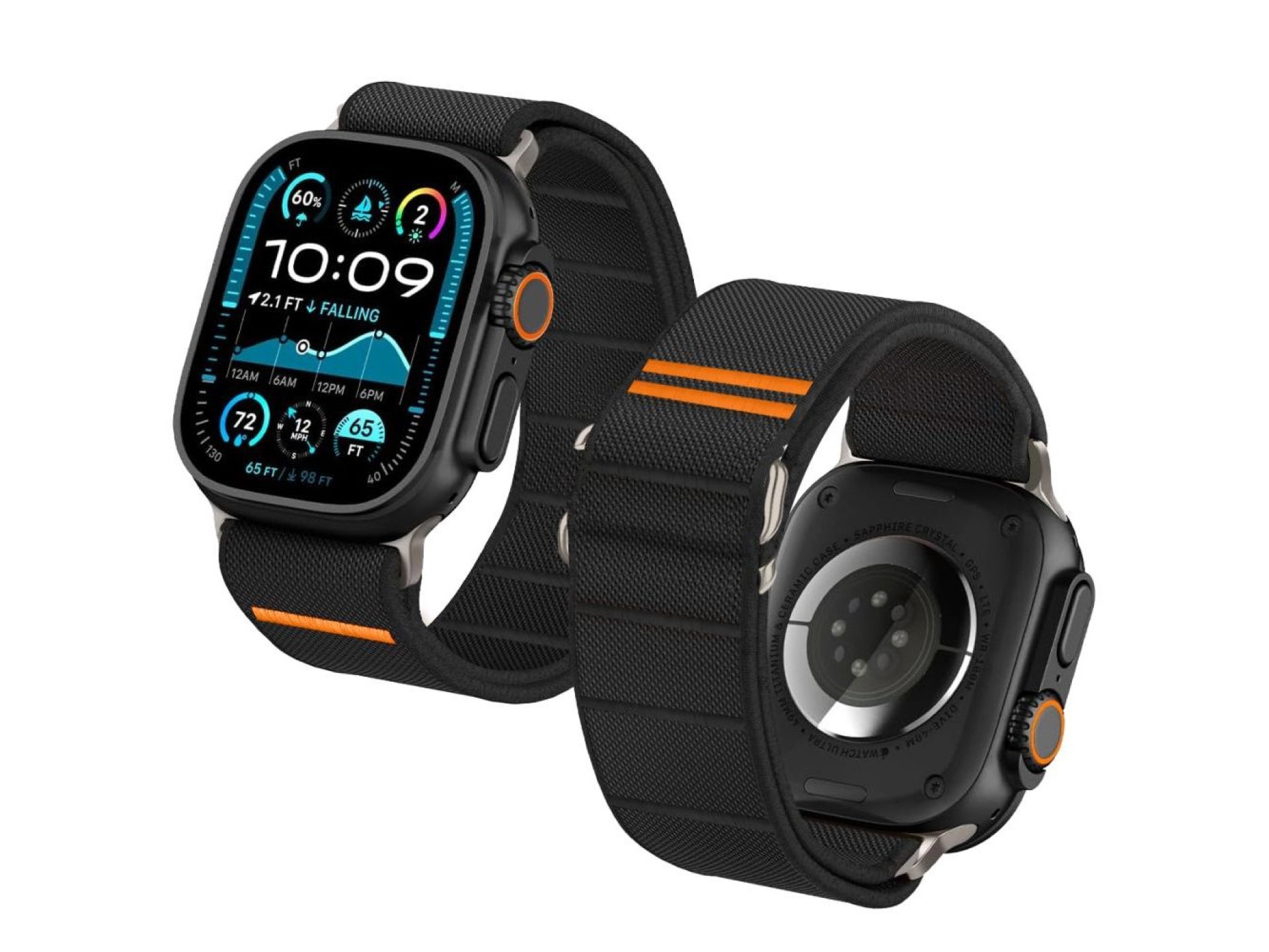 Pulseira de nylon Tech-Protect para Apple Watch 44/45/46/49 mm - Preta
