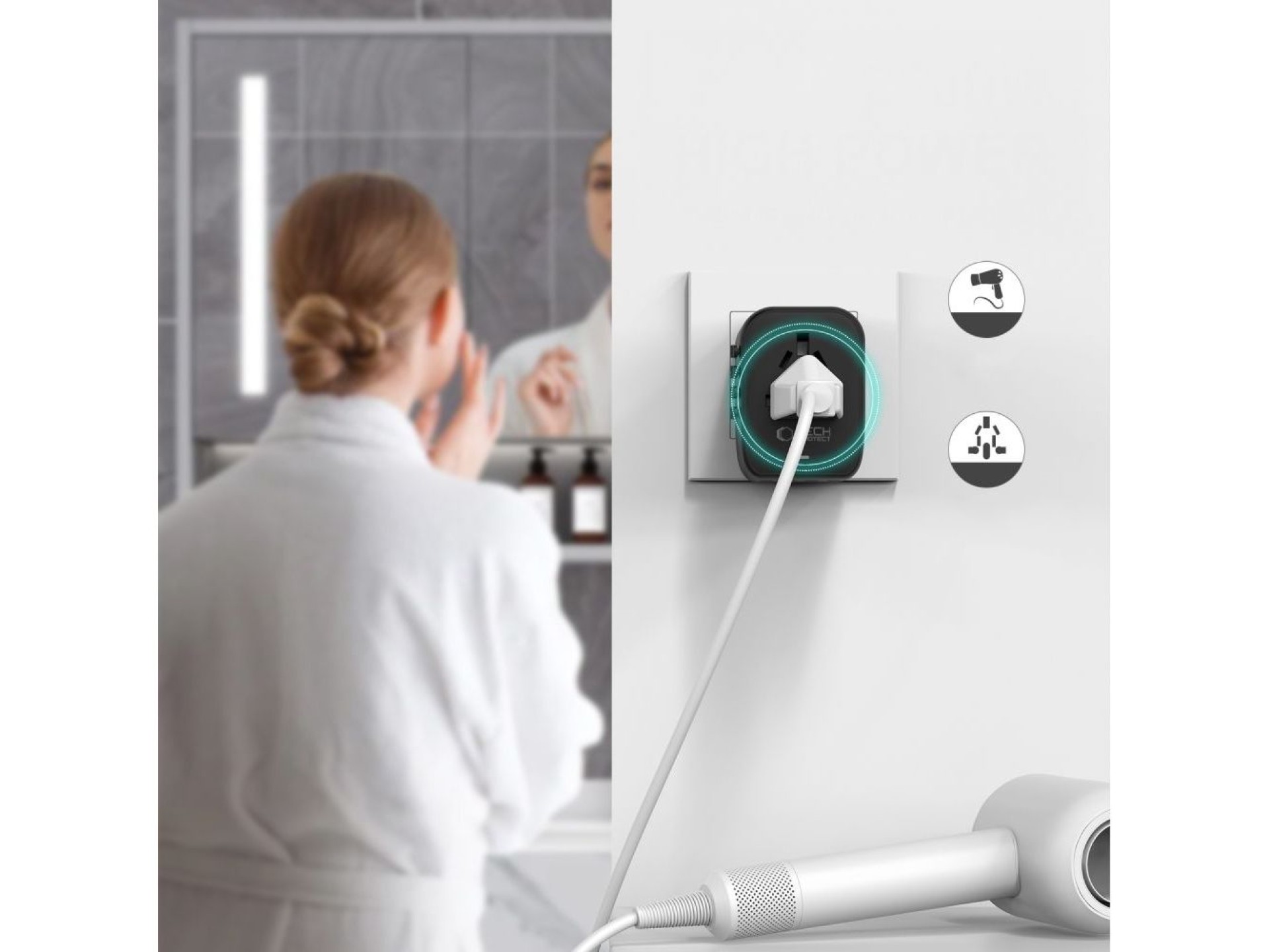 Adaptador Tech-Protect TA200 UE / Reino Unido / EUA / AU - preto