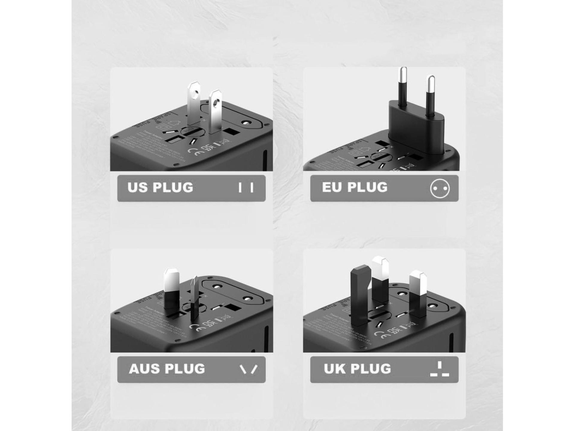 Adaptador Tech-Protect TA200 UE / Reino Unido / EUA / AU - preto