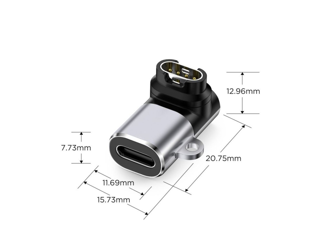 Adaptador angular USB-C Tech-Protect Ultraboost para relógios Garmin - Cinza
