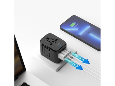 Adaptador Tech-Protect TA200 para UE/RU/EE. UU./AU - negro