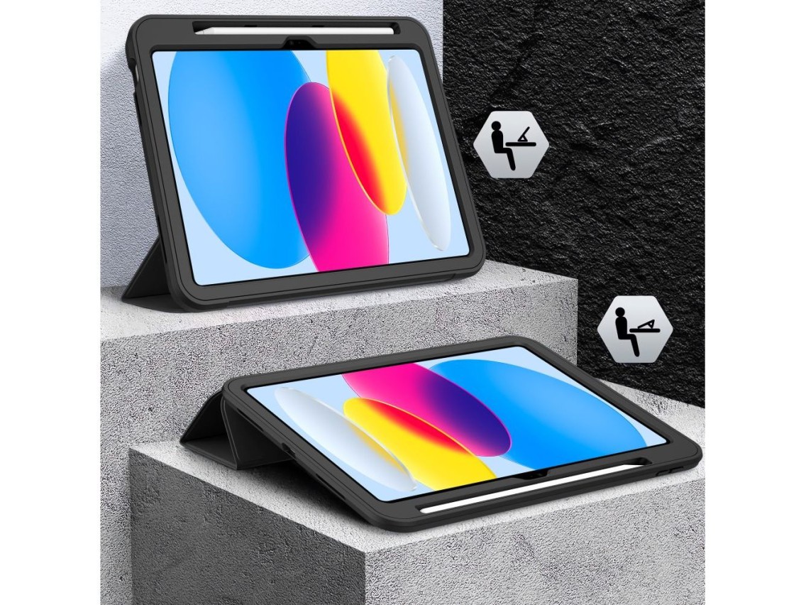 Capa Tech-Protect Endurance para iPad 10.9” (2022) / 11” (2025) - Preta