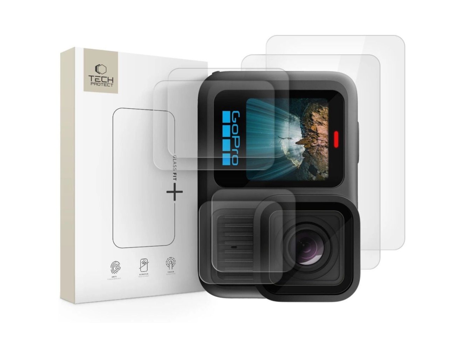 Tech-Protect Glass Fit+ - Pacote com 2 películas de vidro temperado transparentes para GoPro Hero 13
