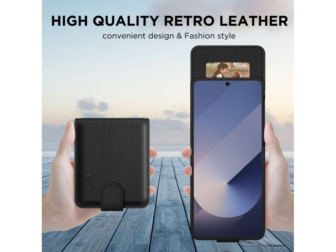 Capa carteira Tech-Protect para Samsung Galaxy Z Flip 7 - Preta