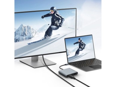 Tech-Protect HB08 4in1 USB-C + USB2.0 + 2 x HDMI 4K 60HZ adapter - gray