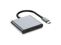 Tech-Protect HB08 4in1 USB-C + USB2.0 + 2 x HDMI 4K 60HZ adapter - gray Tech-Protect HB08 4in1 USB-C + USB2.0 + 2 x HDMI 4K 60HZ adapter - gray